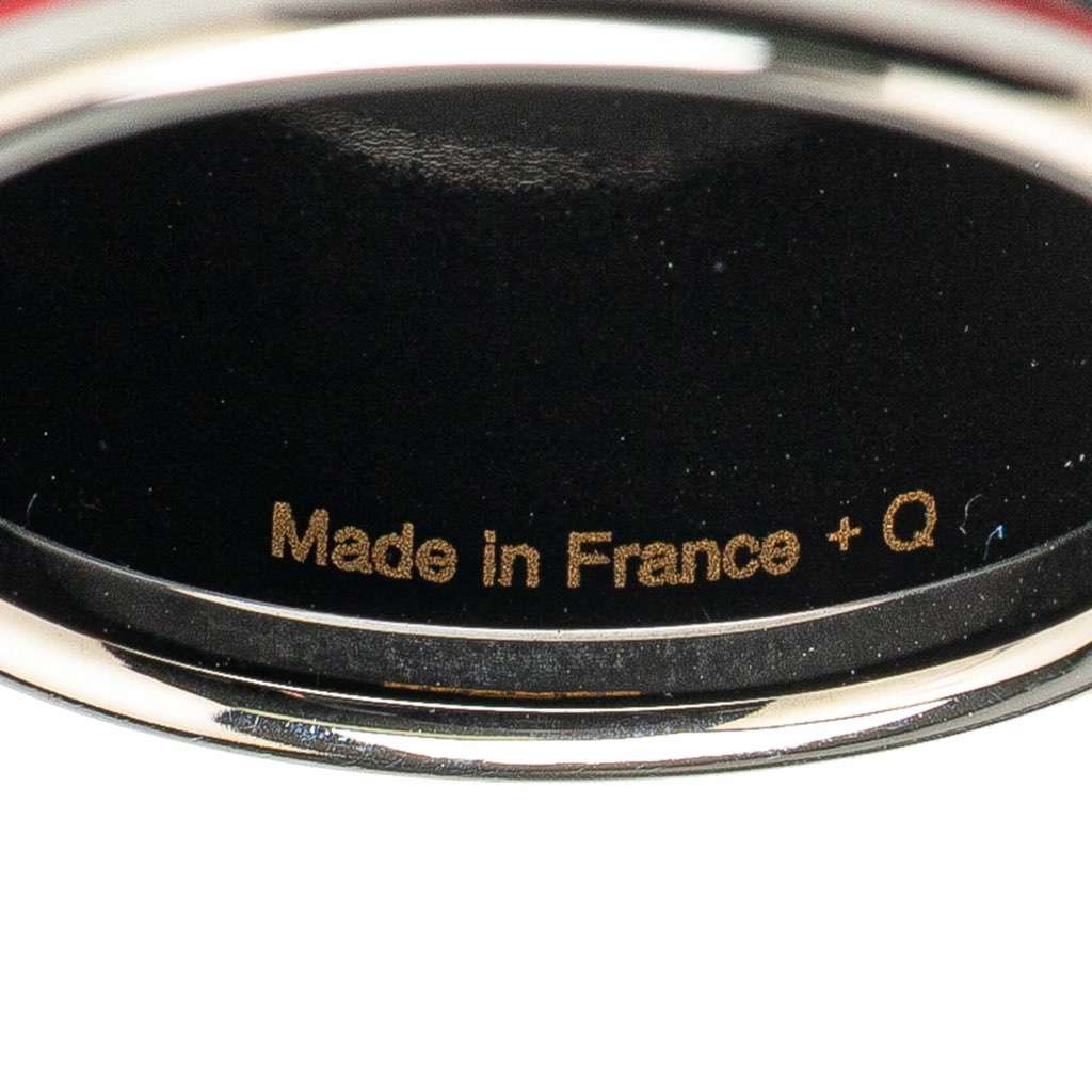 Hermès Enamel and Palladium Plated Brazil Feather Scarf Ring Orange Good condition - Box View