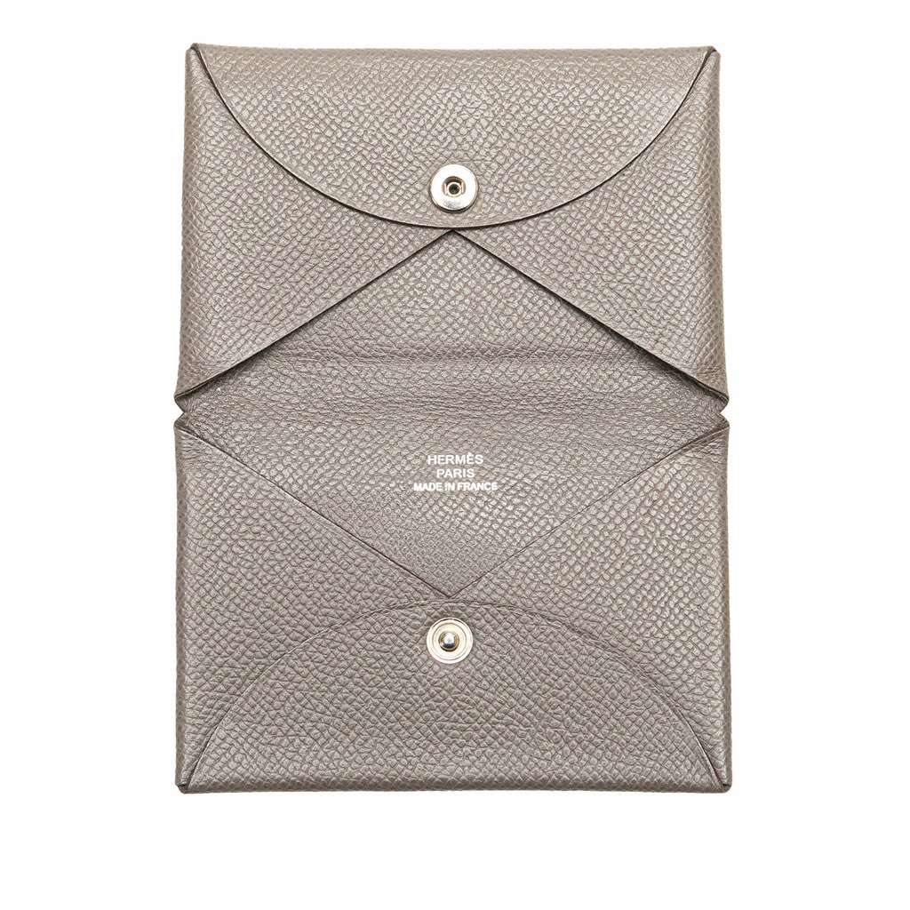 Hermès Epsom Calvi Card Holder Brown Leather Good condition - Model View