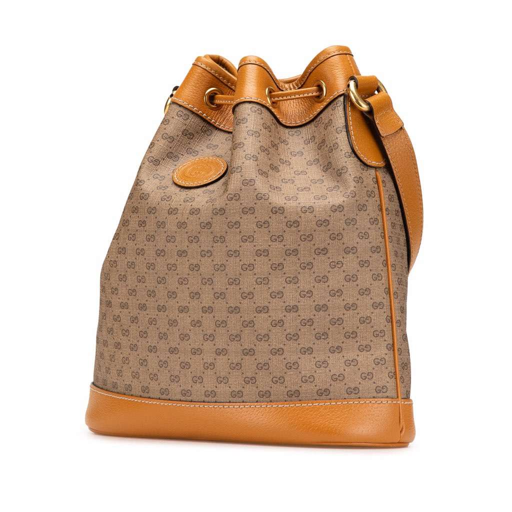Gucci Micro GG Supreme Mickey Mouse Bucket Bag Brown Canvas Good - Back View