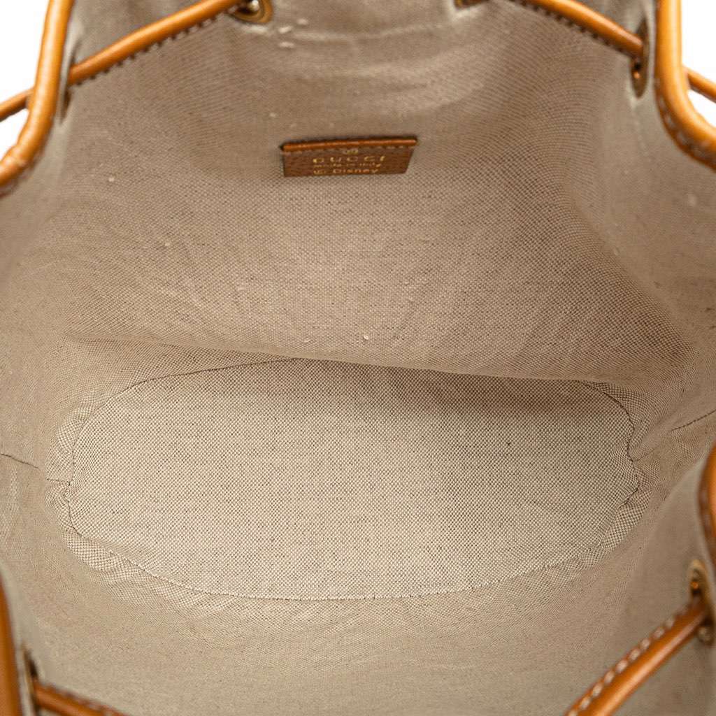 Gucci Micro GG Supreme Mickey Mouse Bucket Bag Brown Canvas Good - Model View