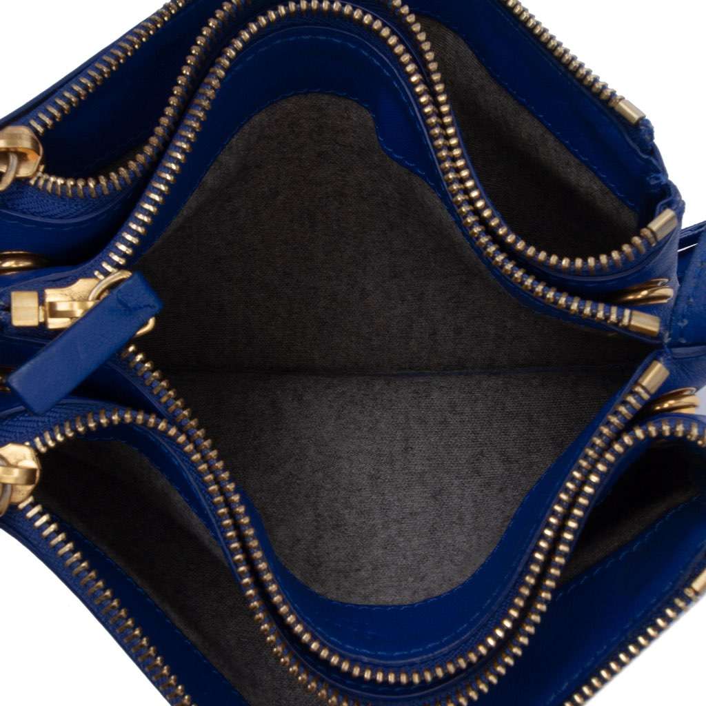 Celine Small Lambskin Trio Crossbody Blue Leather Good - Model View