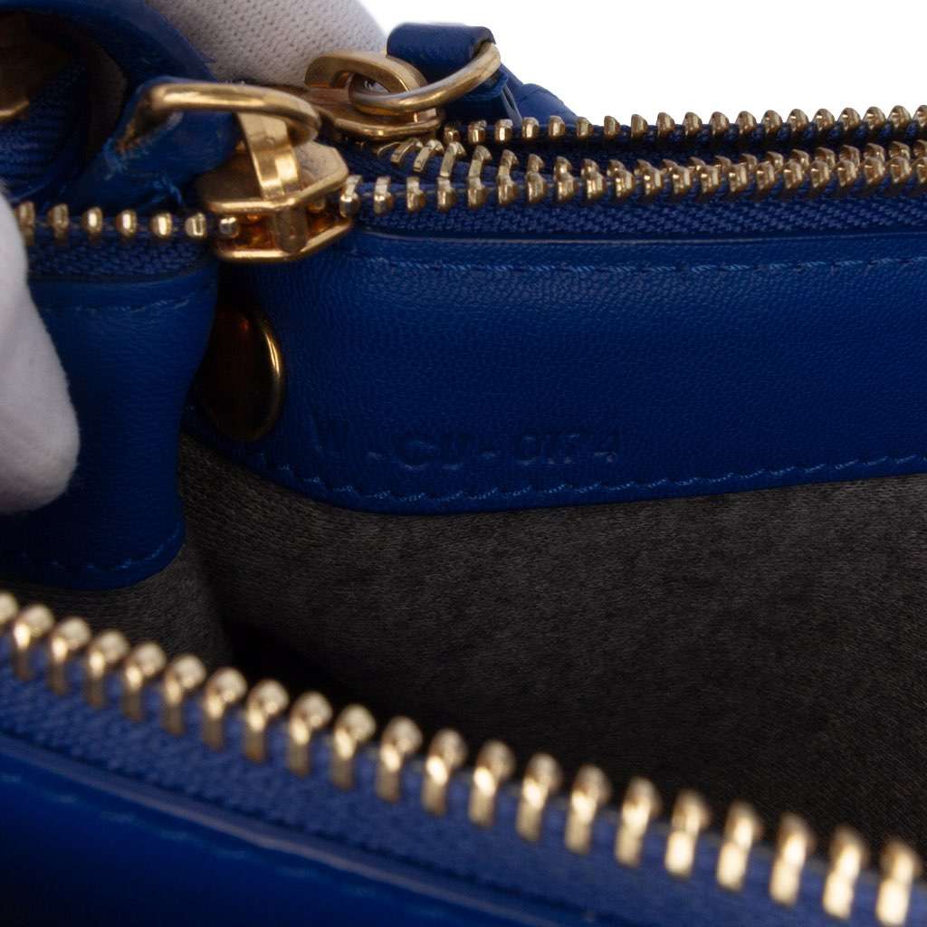 Celine Small Lambskin Trio Crossbody Blue Leather Good - Box View
