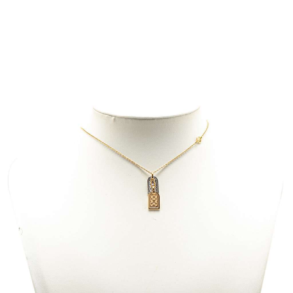 Louis Vuitton Gold Plated Nanogram Pendant Necklace Gold Metal Good condition - Box View