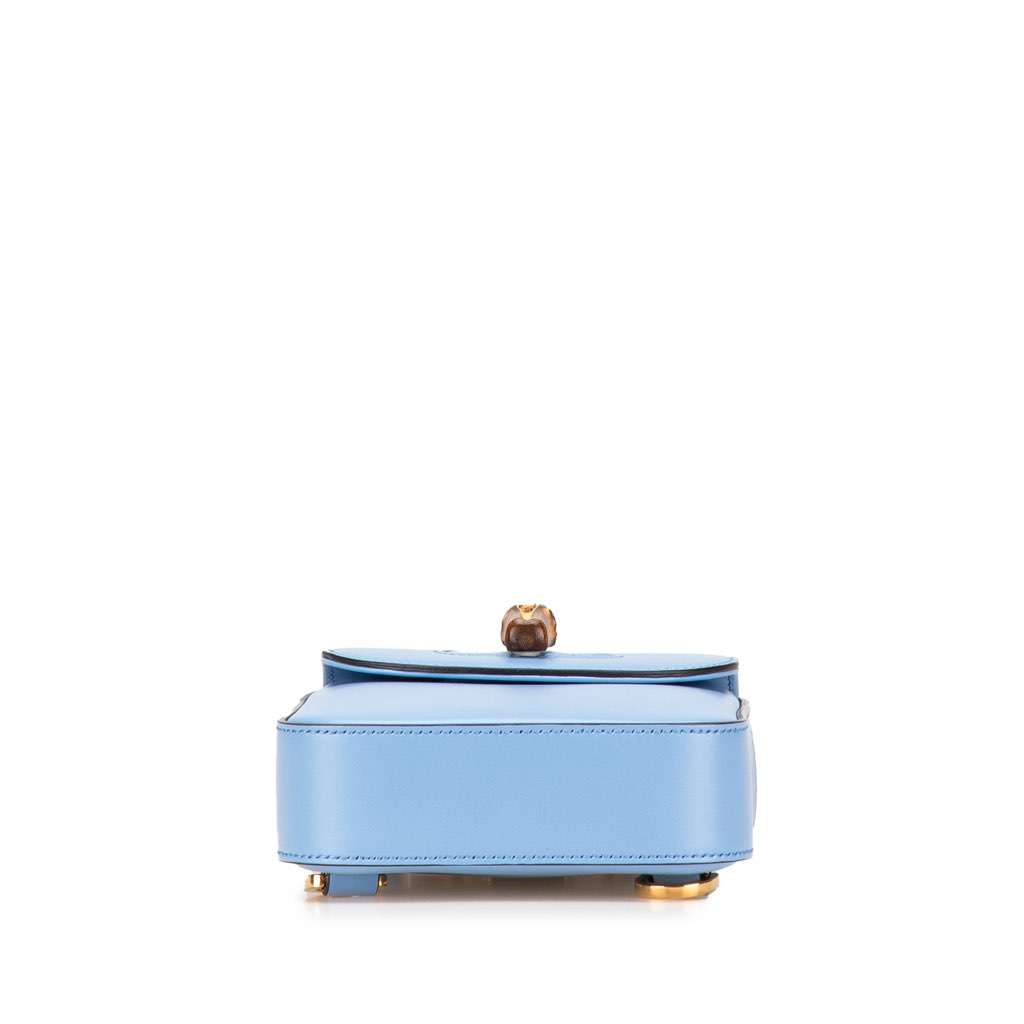 Gucci Mini Calfskin Bamboo Top Handle Bag Blue Leather Very good - Inside View