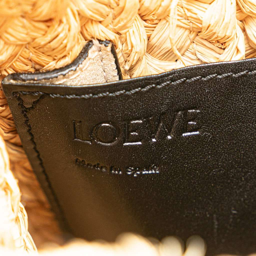 Loewe Small Raffia and Leather Gate Top Handle Bag Brown Good condition - Box View