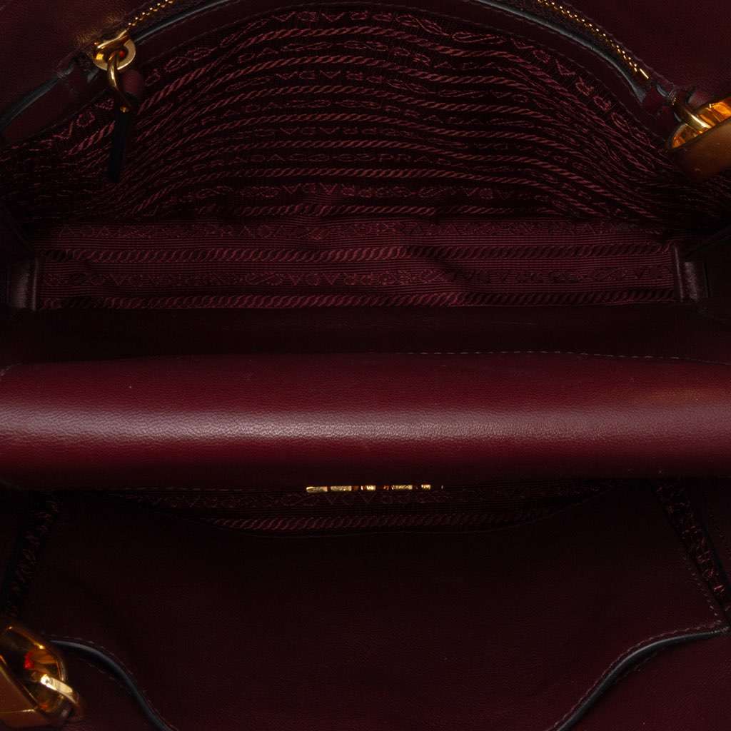 Prada City Calf Colorblock Bibliotheque Crossbody Red Leather Good condition - Model View