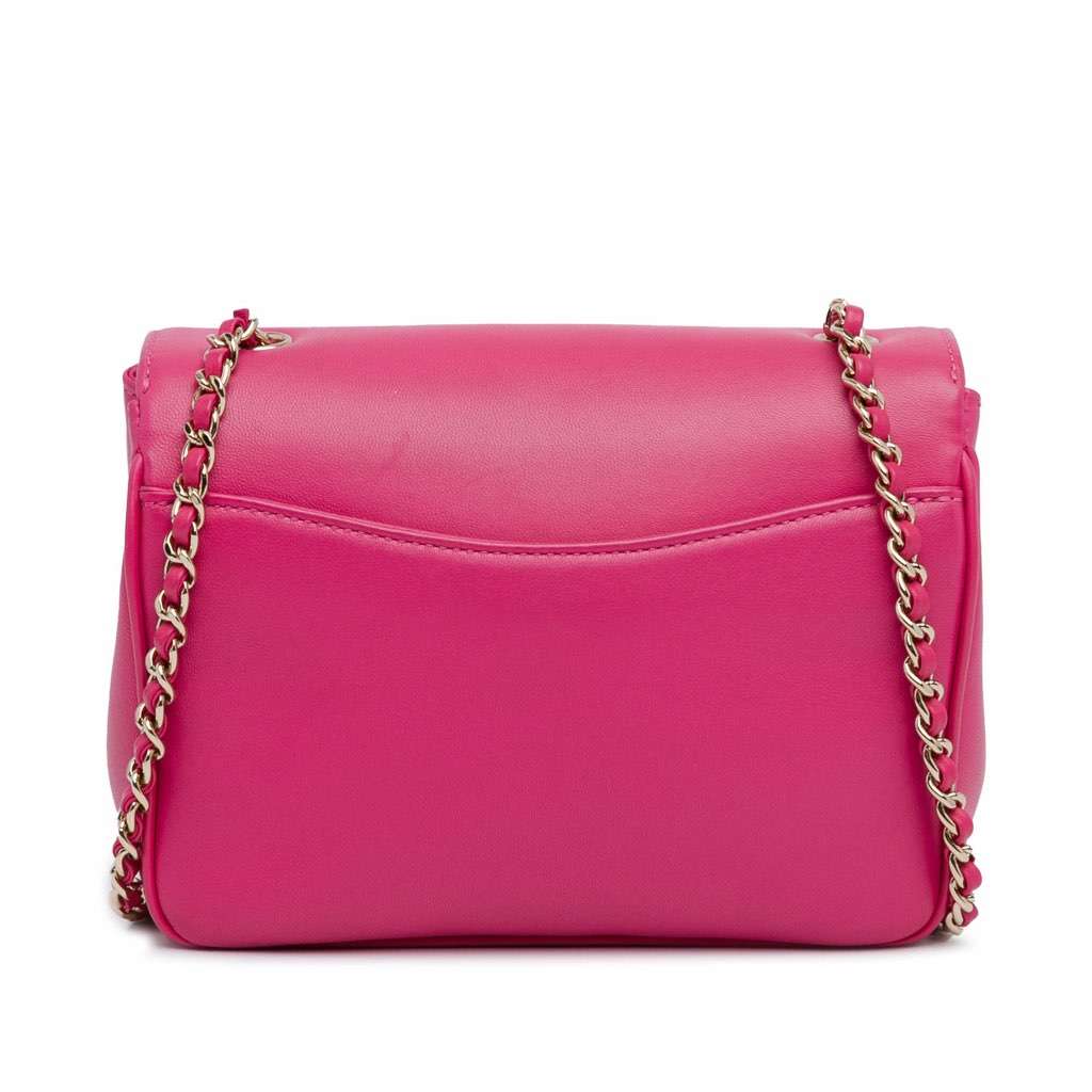 Chanel Lambskin CC Mania Flap Pink Leather Good condition - Inside View