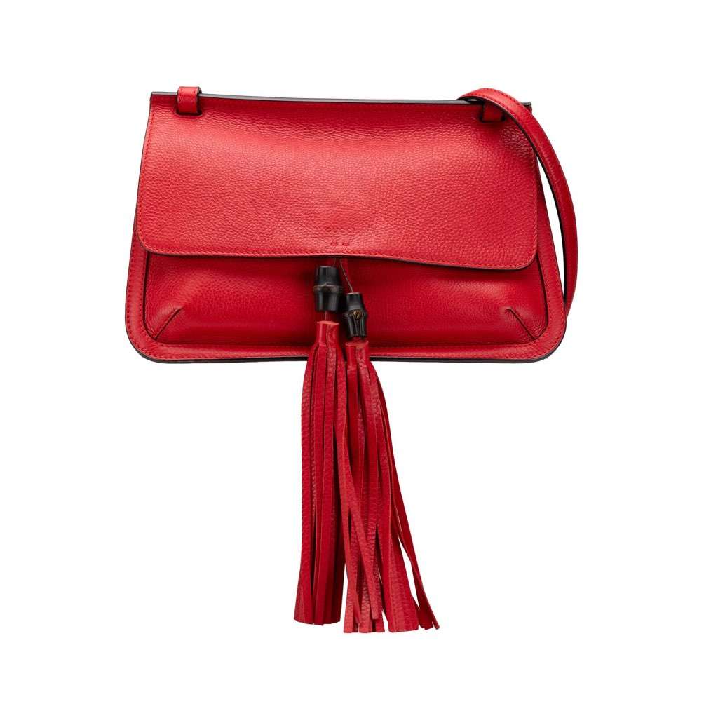 Gucci Medium Leather Bamboo Daily Crossbody Red Leather Very good - Front View