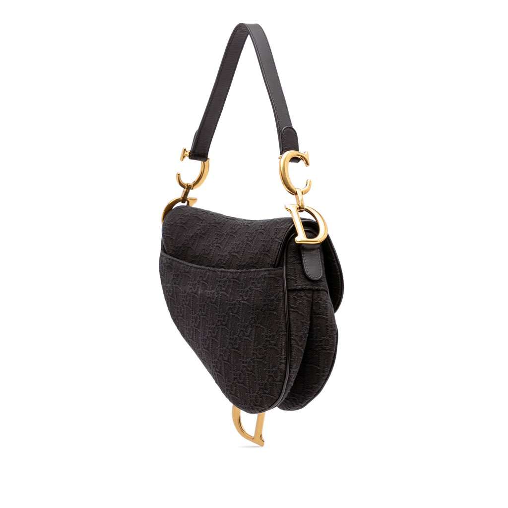 Dior Oblique Canvas Saddle Bag Black Canvas Good condition - Back View
