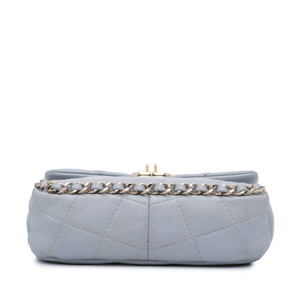 Chanel Mini Calfskin Chain Around Flap Grey Leather Good condition - Inside View