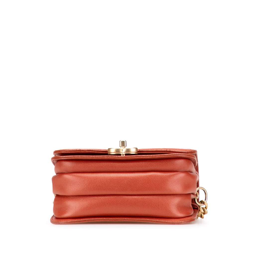 Chanel Mini CC Quilted Caviar Messenger Single Flap Red Leather Very good - Inside View