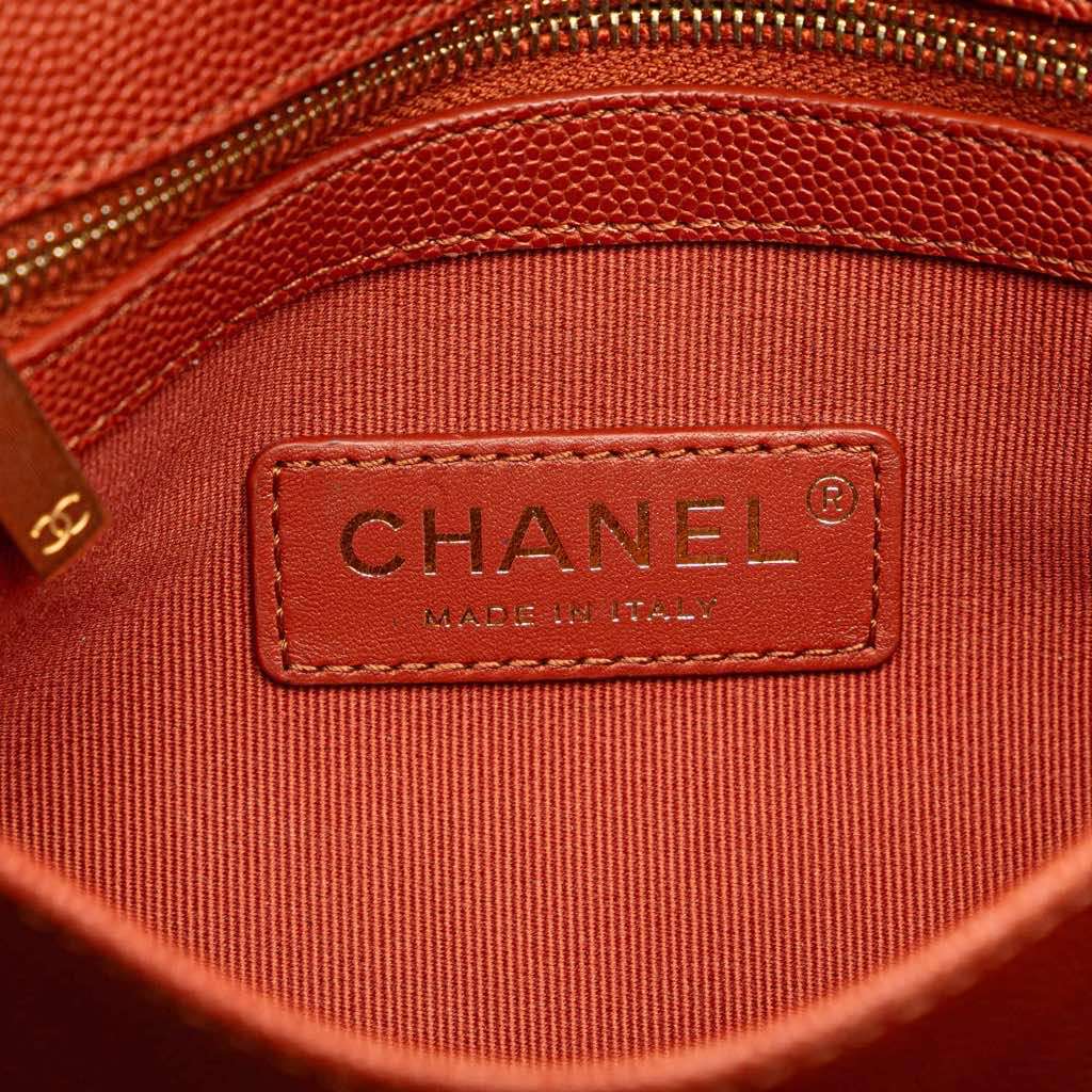 Chanel Mini CC Quilted Caviar Messenger Single Flap Red Leather Very good - Box View