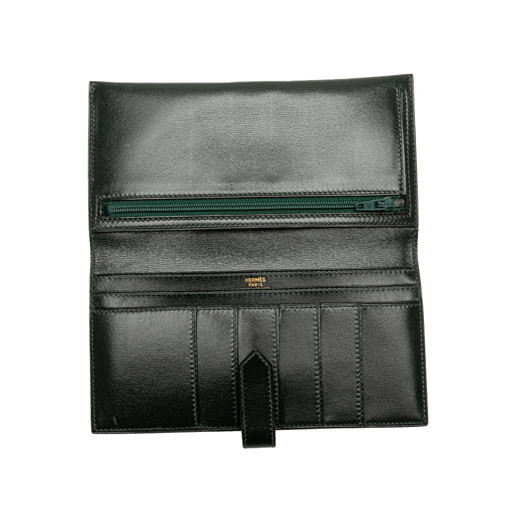 Hermès Box Calf Bearn Wallet Green Leather Good condition - Model View