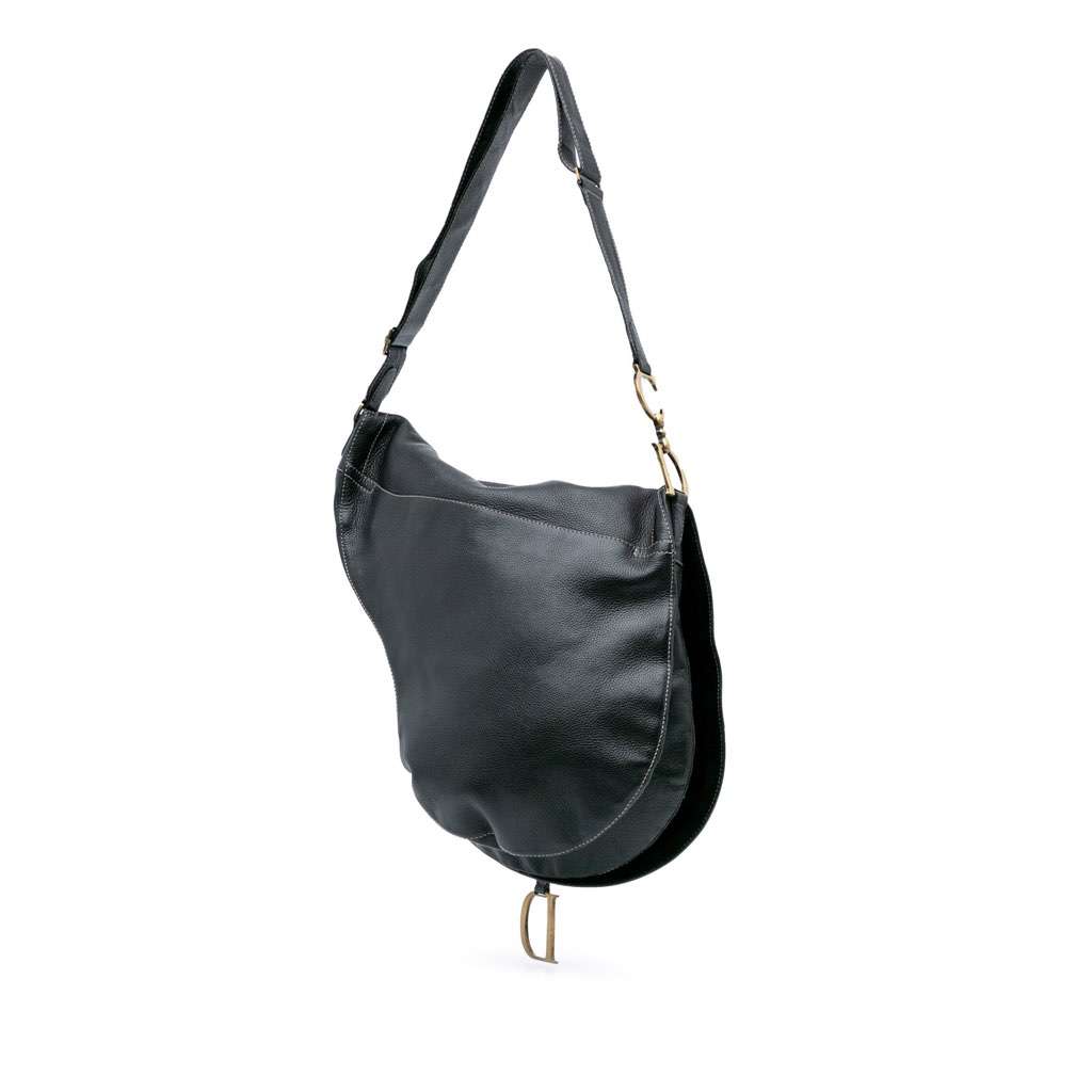 Dior Leather Baudrier Saddle Bag Black Leather Good condition - Back View