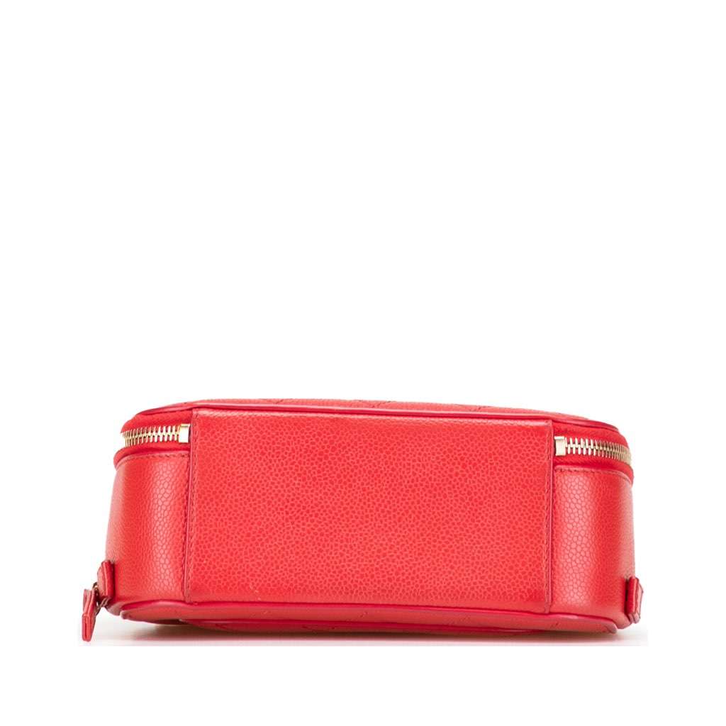 Chanel Small Quilted Caviar Top Handle Camera Bag Red Leather Very good - Inside View
