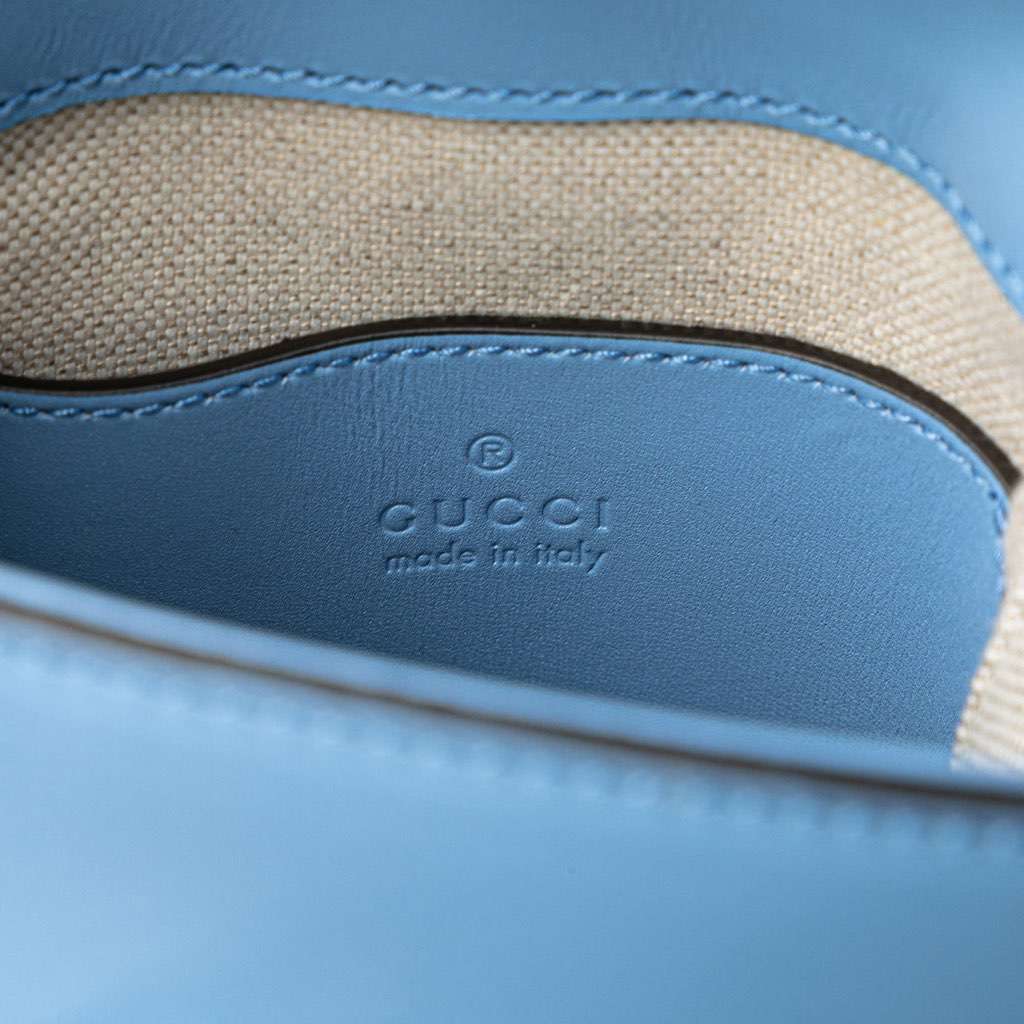 Gucci Mini Calfskin Bamboo Top Handle Bag Blue Leather Very good - Box View