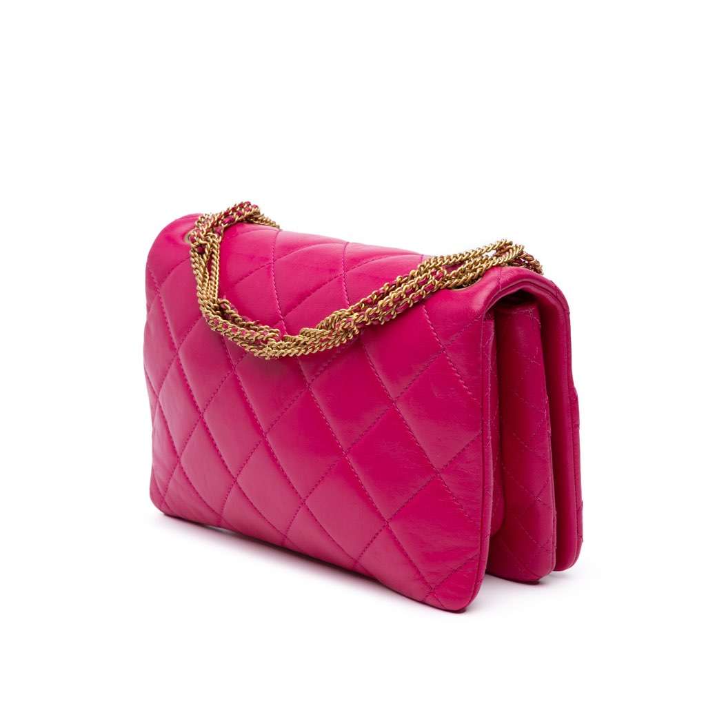 Chanel Small Quilted Lambskin On And On Chain Flap Pink Leather Very good - Back View