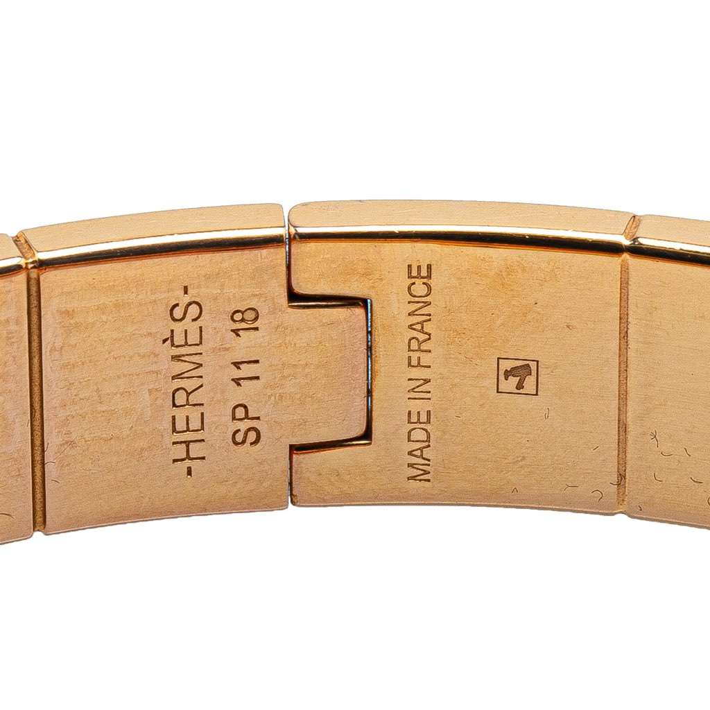 Hermès Narrow Enamel La Vie En Rouge Charniere Bracelet PM Orange Good condition - Model View