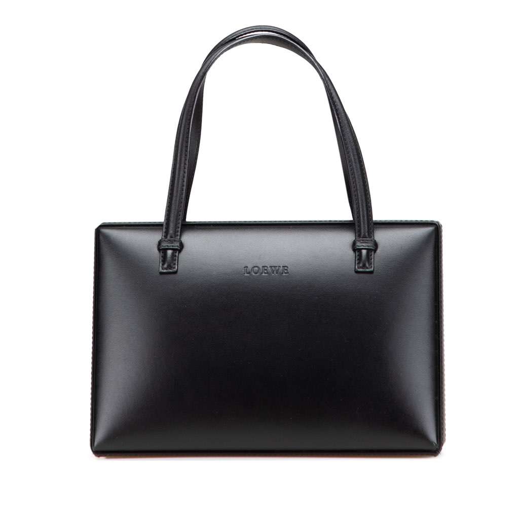 Loewe Leather Postal Handbag Black Leather Good - Front View