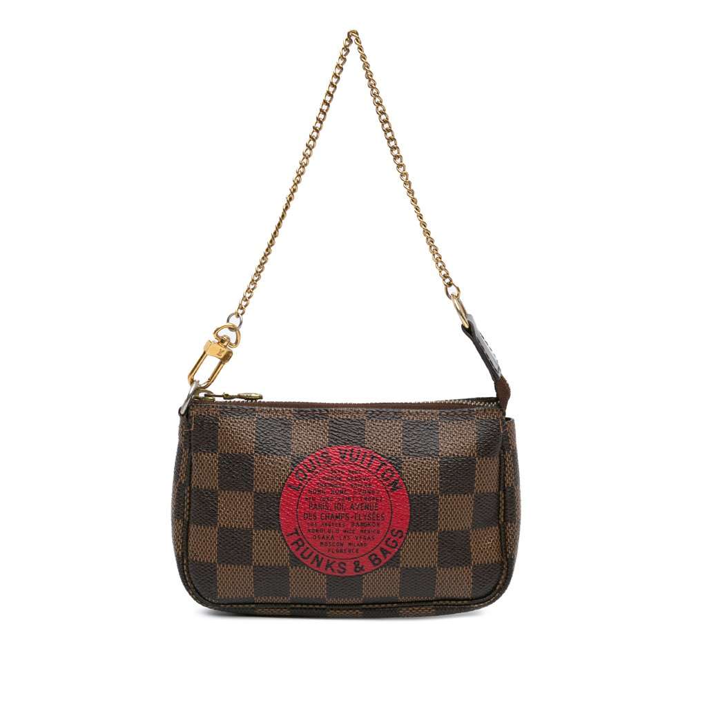 Louis Vuitton Damier Ebene Trunks and Bags Mini Pochette Accessoires Brown Canvas Good condition - Front View