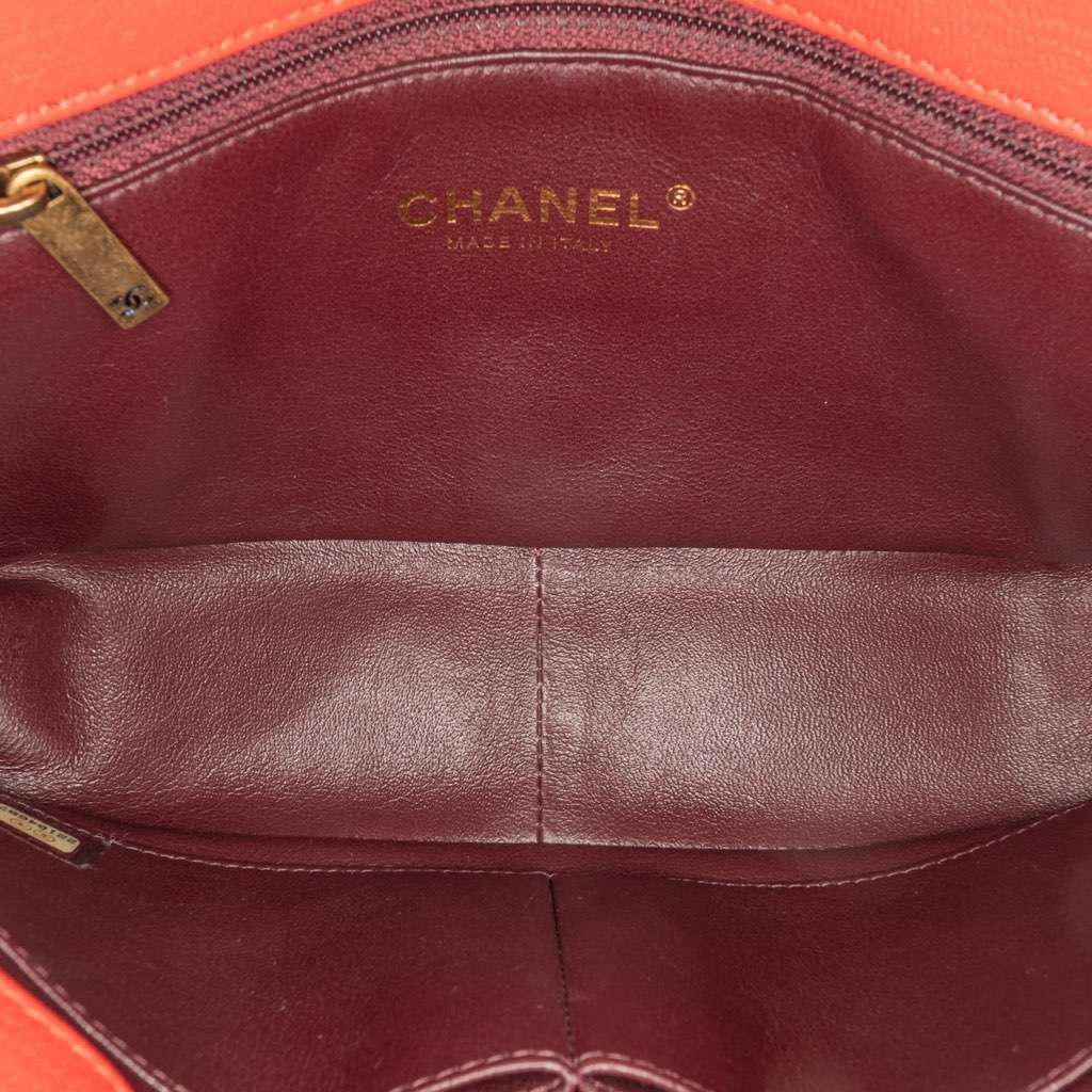 Chanel Small Diagonal Quilted Goatskin Flap Red Leather Very good - Model View