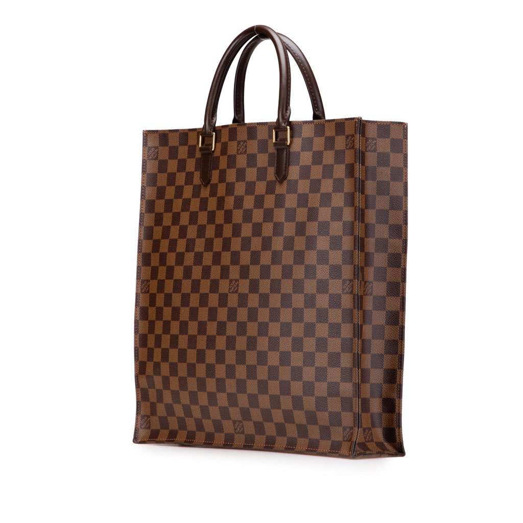 Louis Vuitton Damier Ebene Sac Plat Brown Canvas Good - Back View