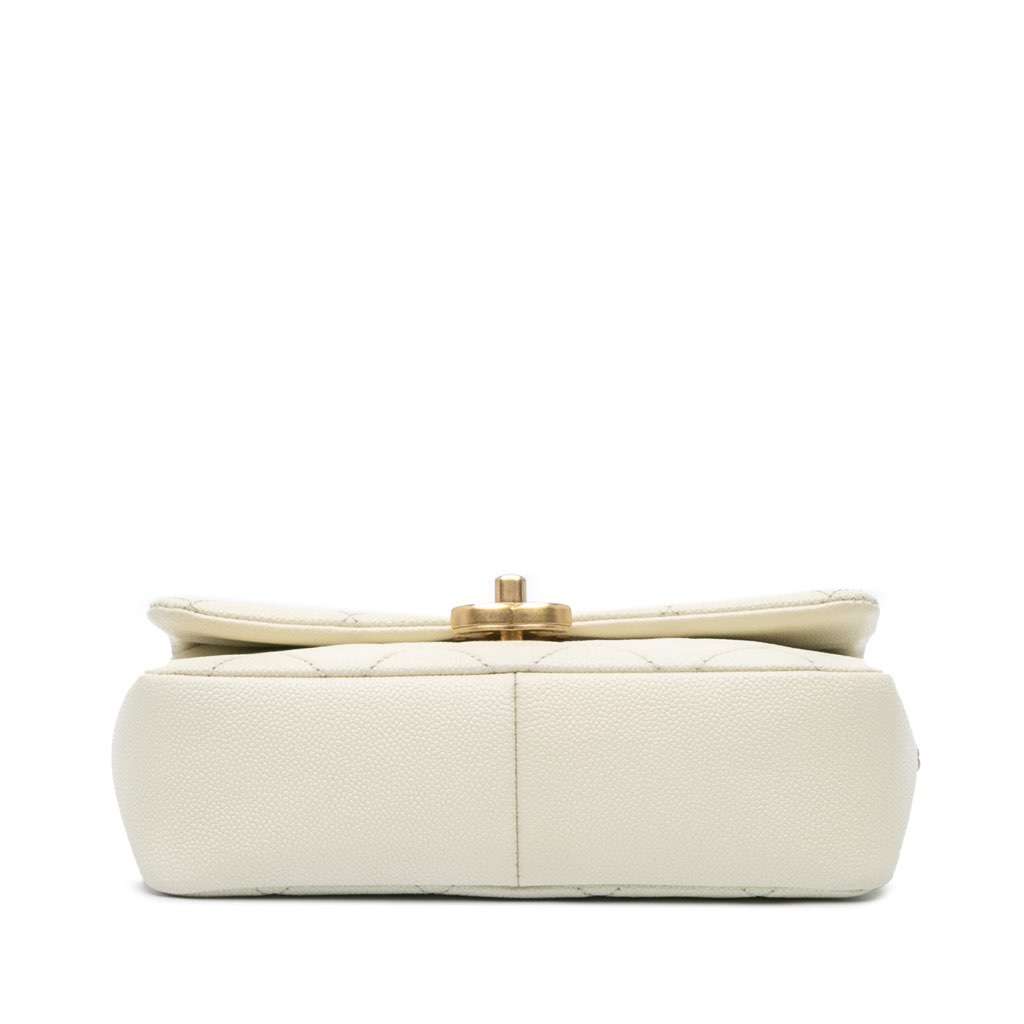 Chanel Small Quilted Caviar Chain Melody Flap White Leather Very good condition - Inside View