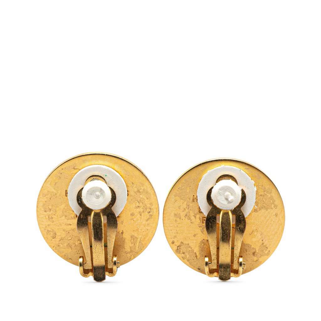 Hermès Gold Plated Bijouterie Fantaisie Clou De Selle Clip On Earrings Gold Metal Good condition - Back View