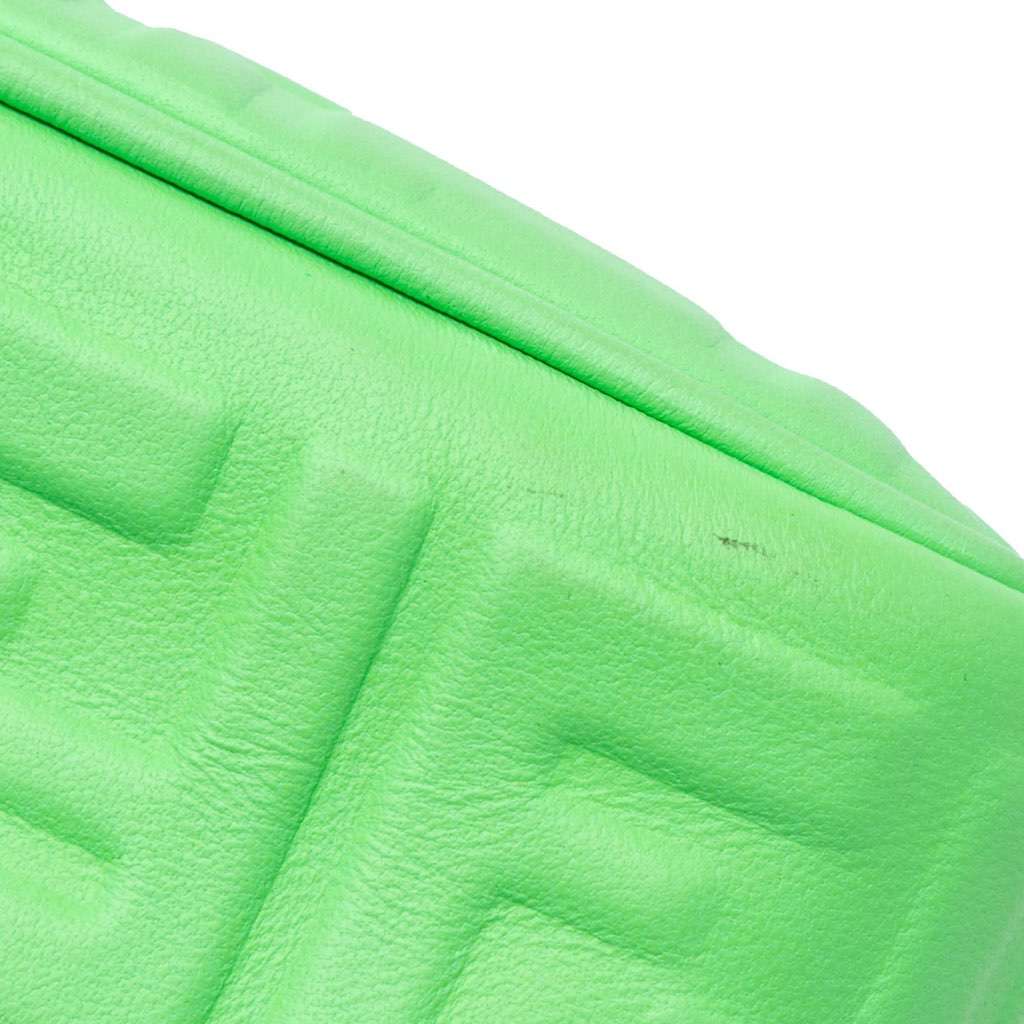 Fendi Zucca Embossed Leather Chain Midi Baguette Green Leather Very good - Model View