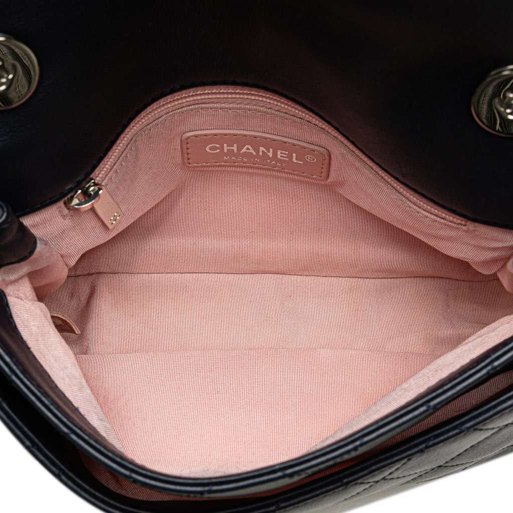 Chanel Quilted Lambskin and Tweed Elegant Trim Flap Blue Leather Very good - Model View