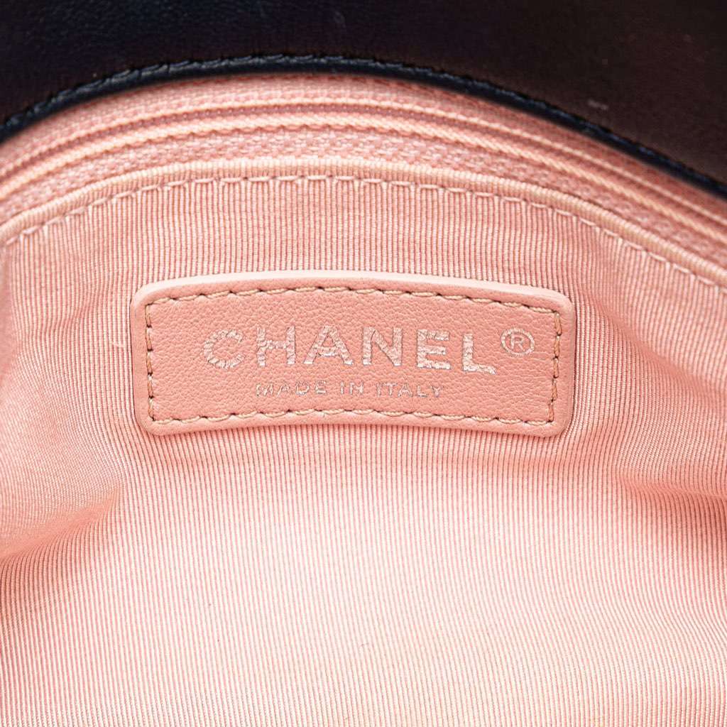 Chanel Quilted Lambskin and Tweed Elegant Trim Flap Blue Leather Very good - Box View