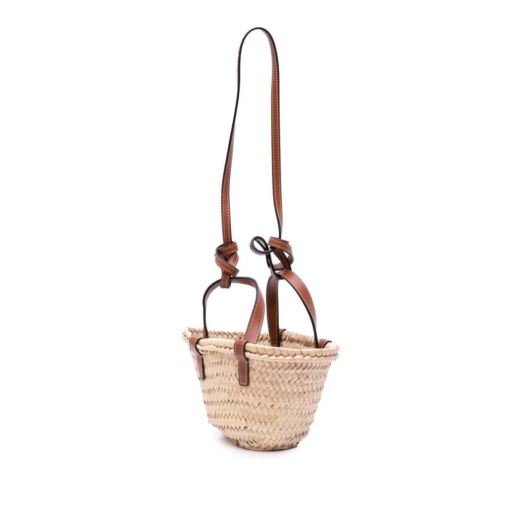Celine Nano Raffia Cuir Triomphe Classic Panier Tote Brown Very good condition - Back View