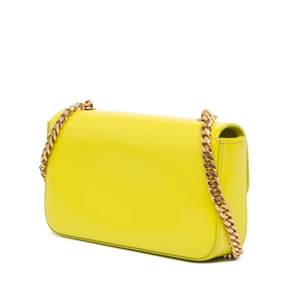 Celine Calfskin Cuir Triomphe Chain Shoulder Bag Yellow Leather Very good - Back View
