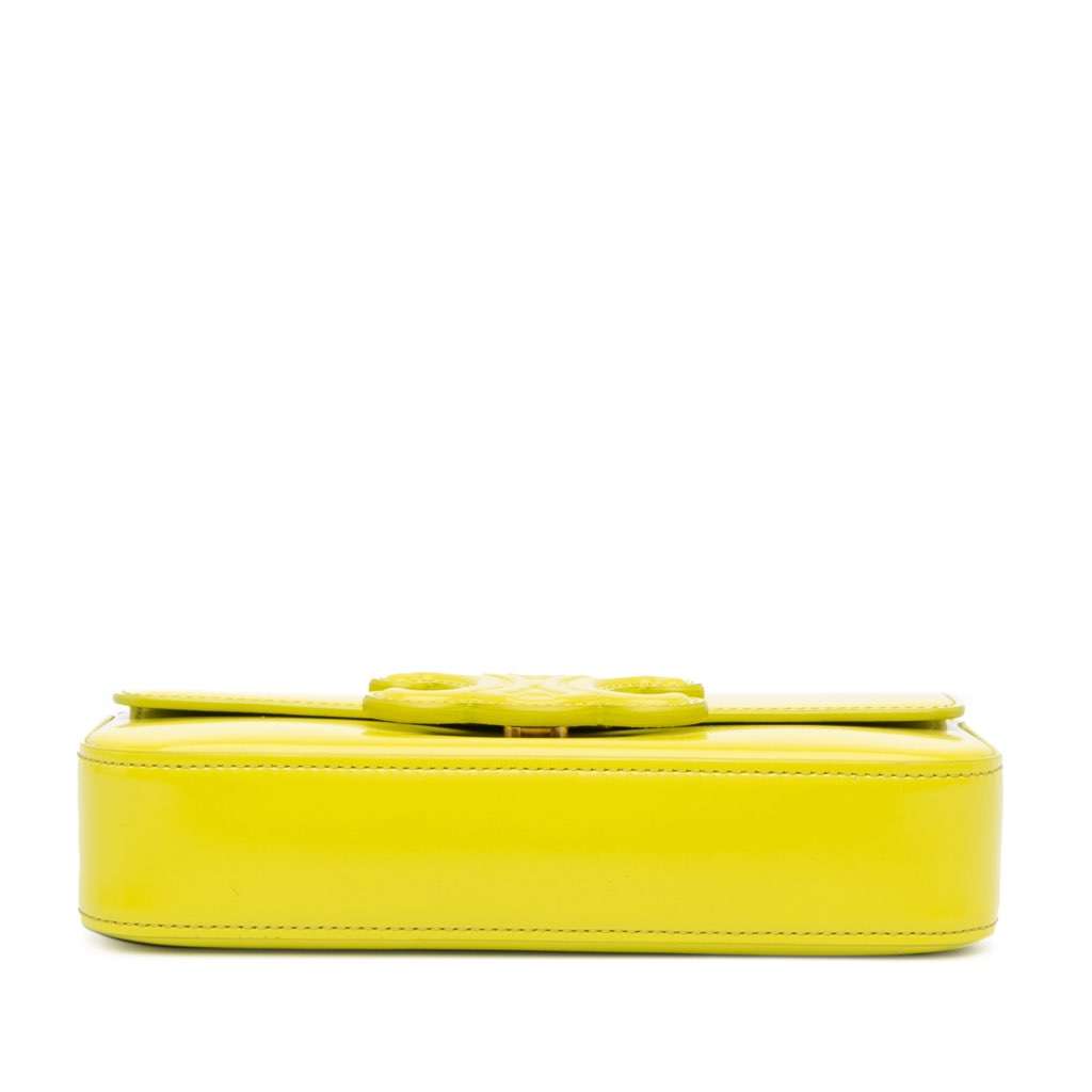 Celine Calfskin Cuir Triomphe Chain Shoulder Bag Yellow Leather Very good - Inside View