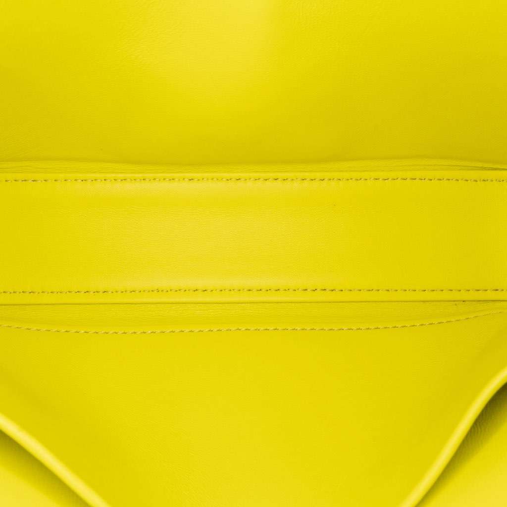 Celine Calfskin Cuir Triomphe Chain Shoulder Bag Yellow Leather Very good - Model View