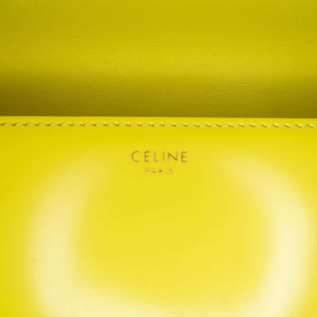 Celine Calfskin Cuir Triomphe Chain Shoulder Bag Yellow Leather Very good - Box View