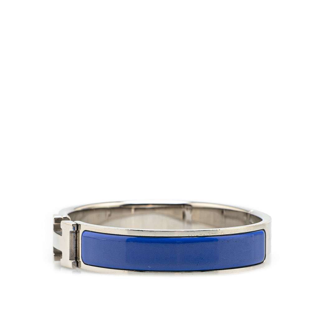 Hermès Narrow Enamel Clic H Bracelet PM Blue Good condition - Back View
