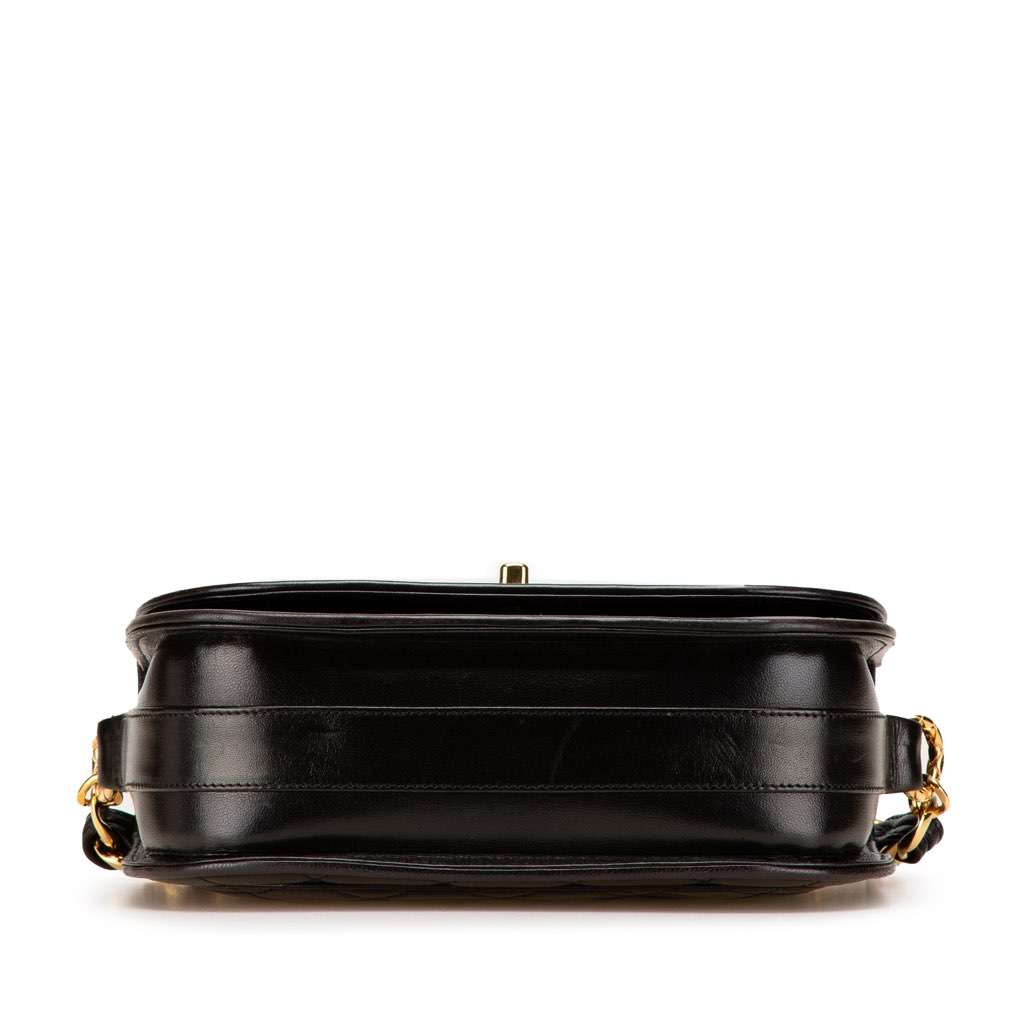 Chanel CC Quilted Lambskin Chain Flap Black Leather Very good - Inside View