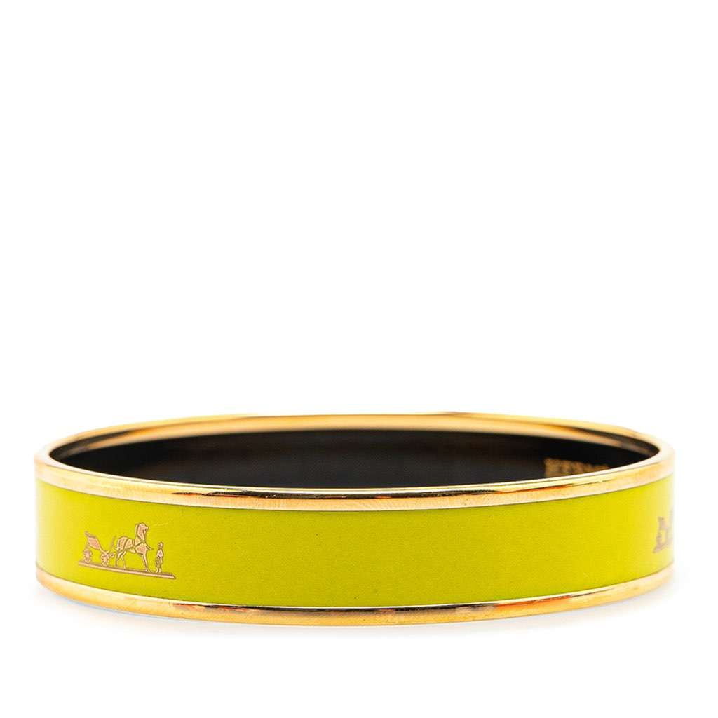 Hermès Enamel Caleche Bangle 65 Yellow Good condition - Back View