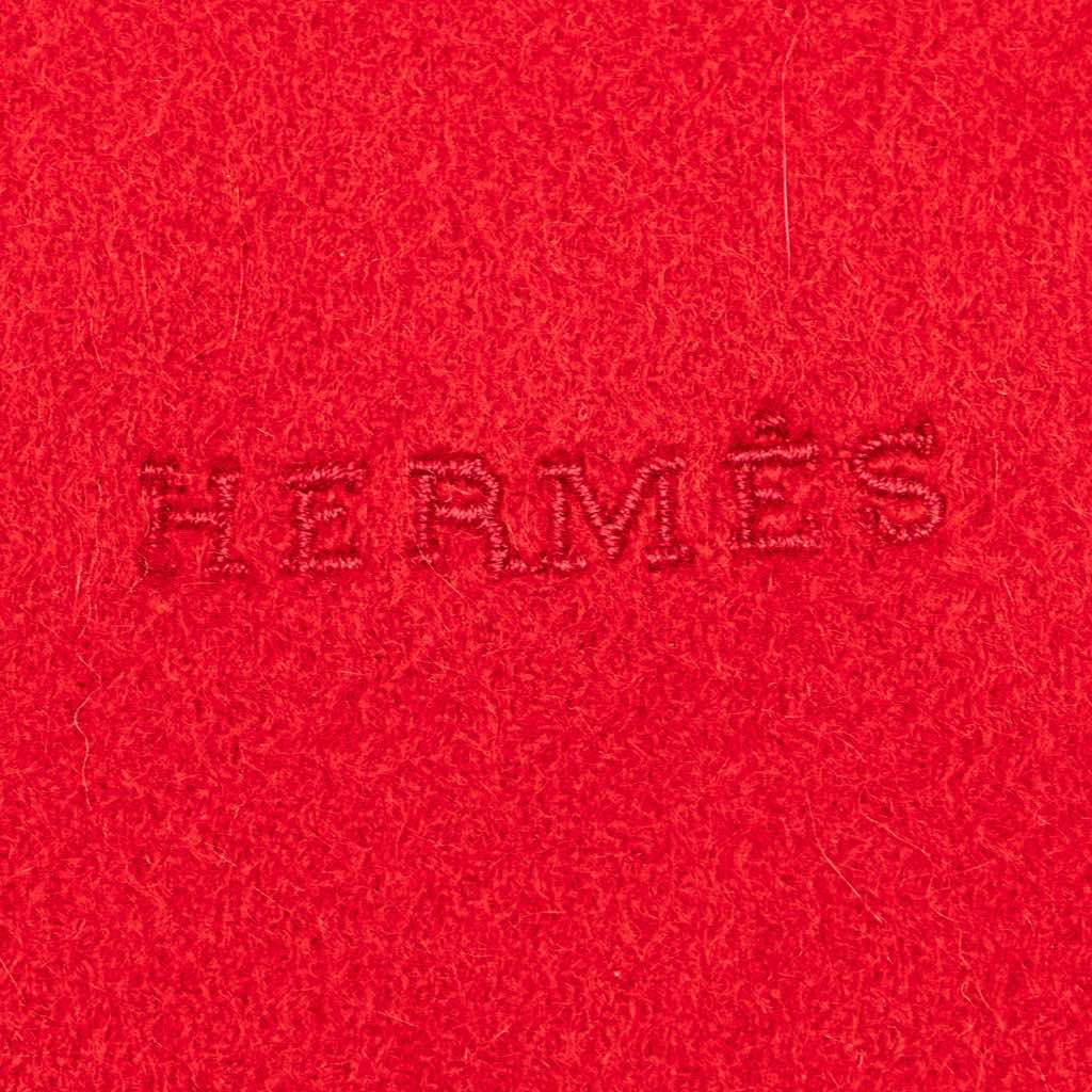 Hermès Cashmere Fringe Scarf Red Wool Very good condition - Inside View