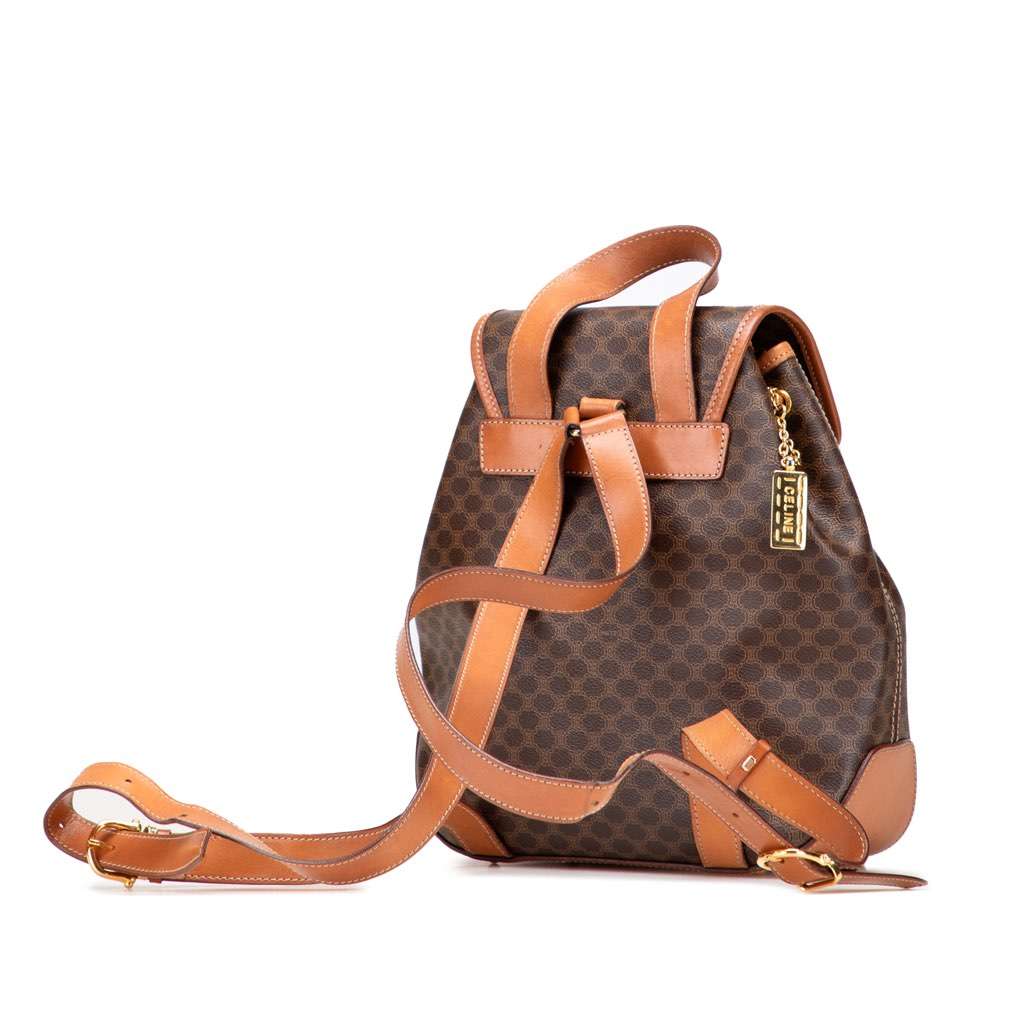 Celine Macadam Coated Canvas Backpack Brown Canvas Good - Back View