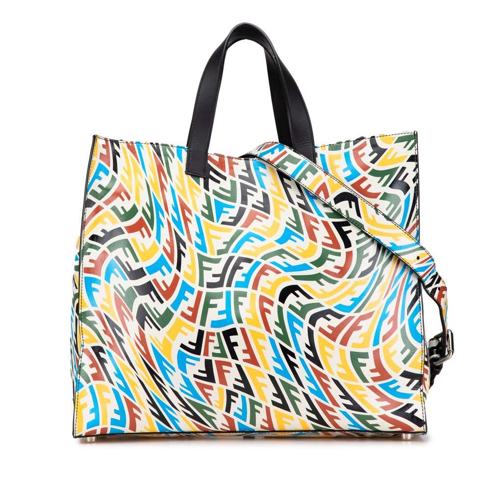 Fendi Sarah Coleman Leather Vertigo Shopper Tote White Leather Good - Back View