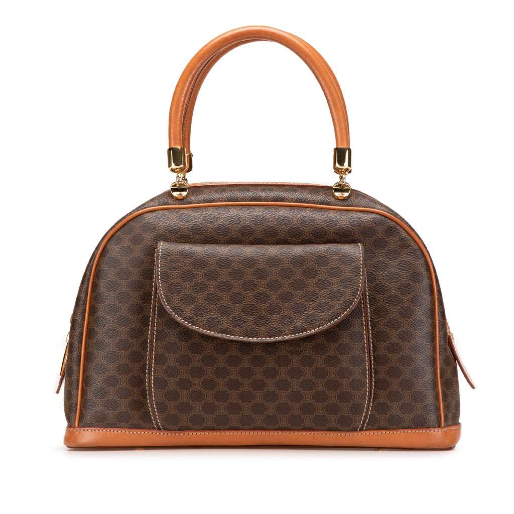 Celine Macadam Coated Canvas Handbag Brown Canvas Good - Front View