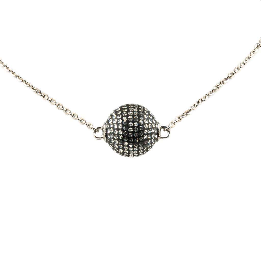 Chanel Silver Mirror Ball Pendant Necklace Silver Silver Good condition - Front View
