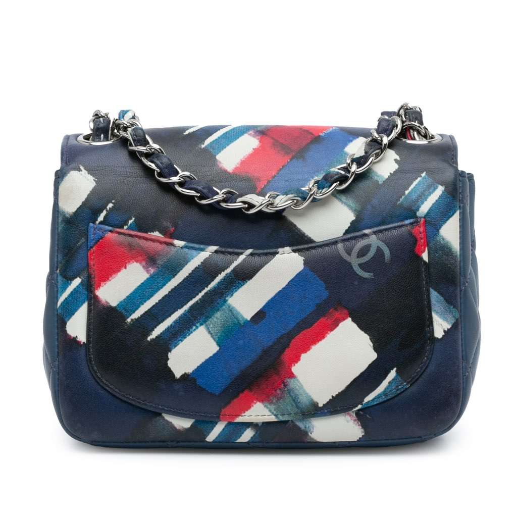 Chanel Mini Square Classic Airlines Printed Lambskin Single Flap Blue Leather Good - Inside View