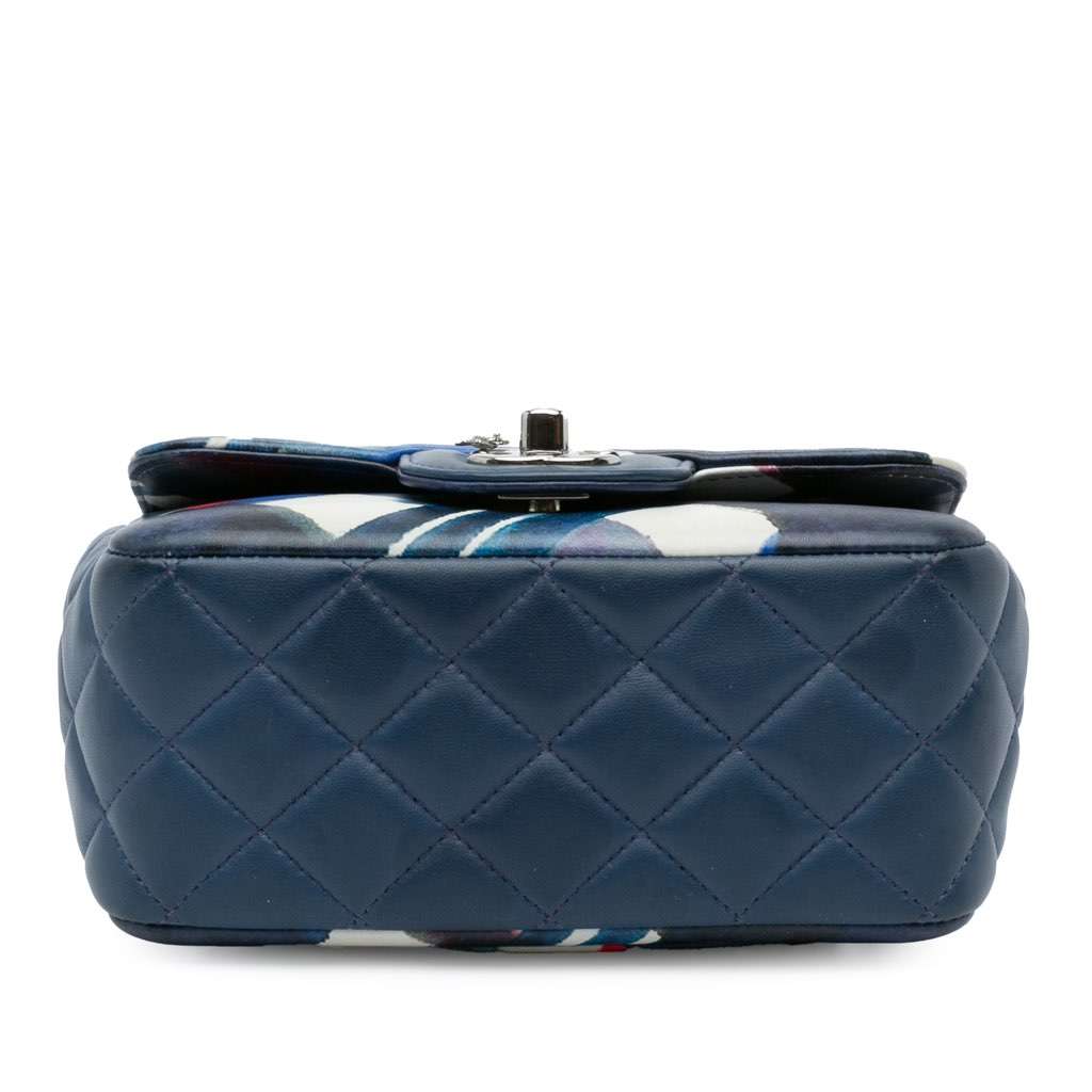 Chanel Mini Square Classic Airlines Printed Lambskin Single Flap Blue Leather Good - Model View