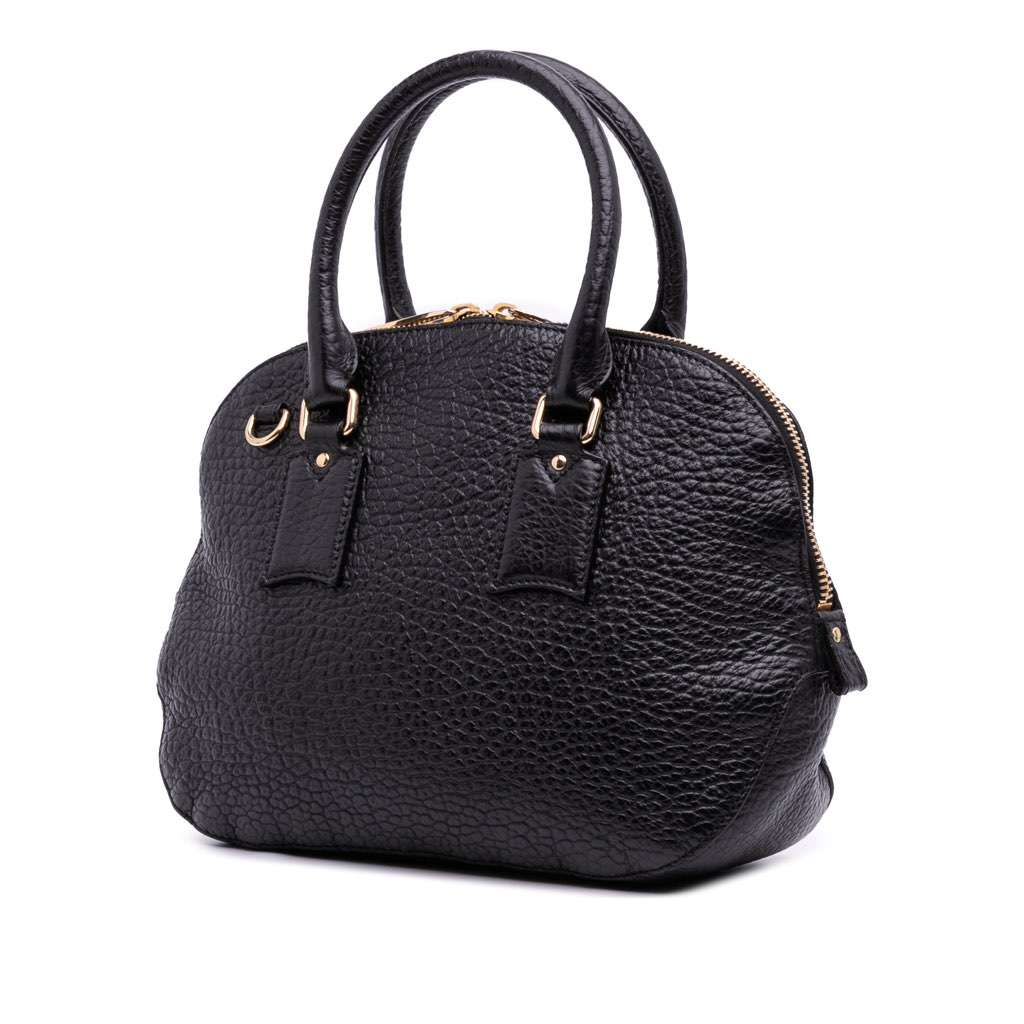 Burberry Small Grained Calfskin Heritage Orchard Bowling Bag Black Leather Good - Back View