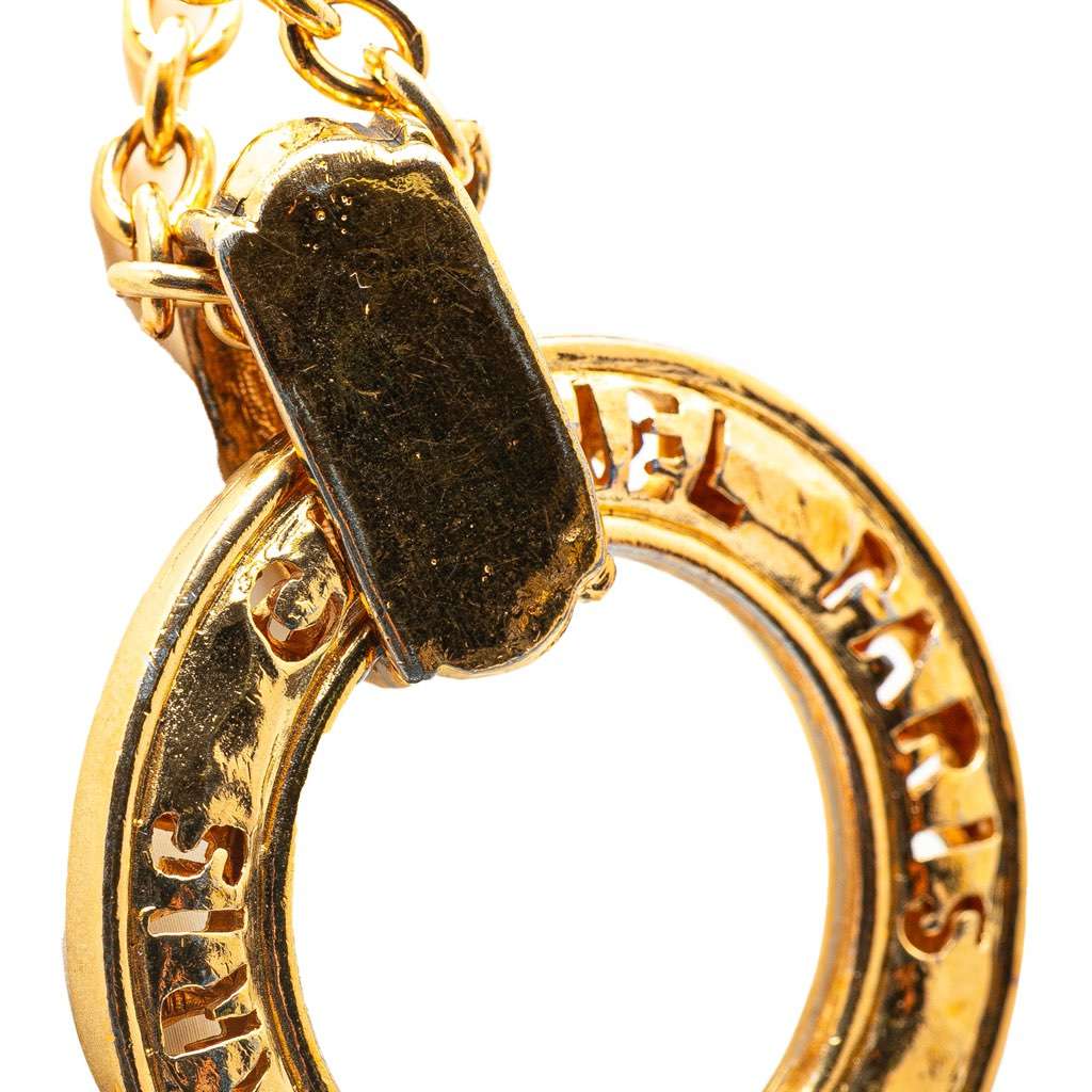 Chanel Gold Plated Circle Logo Pendant Necklace Gold Metal Good - Back View
