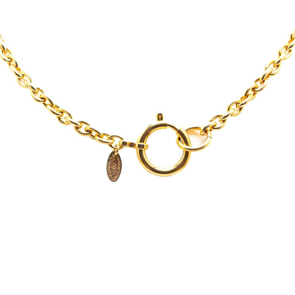 Chanel Gold Plated Circle Logo Pendant Necklace Gold Metal Good - Inside View