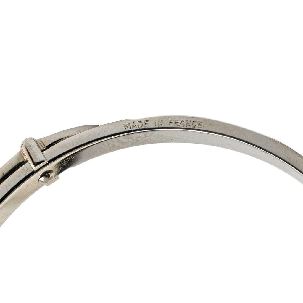 Hermès Palladium Plated Leather Belt Buckle Bangle Grey Leather Good condition - Model View